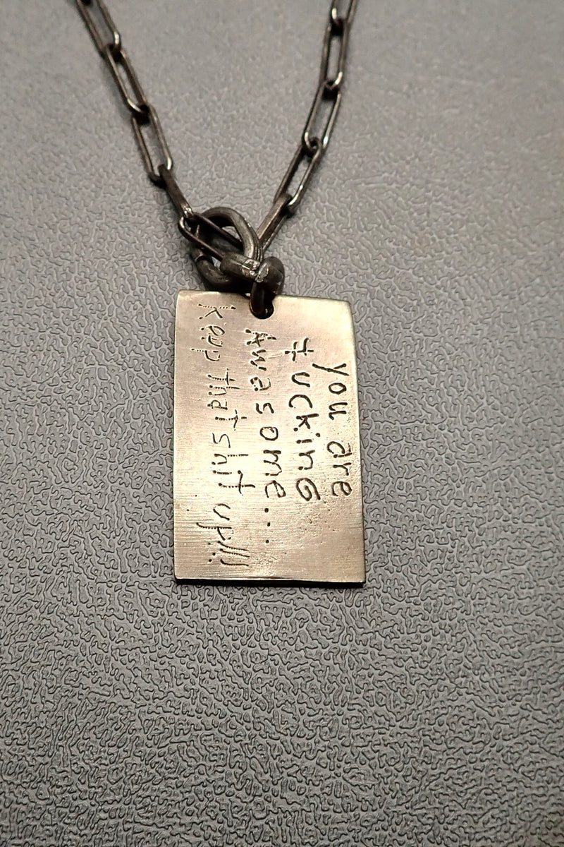 SILVER QUOTE DOG TAG NECKLACE