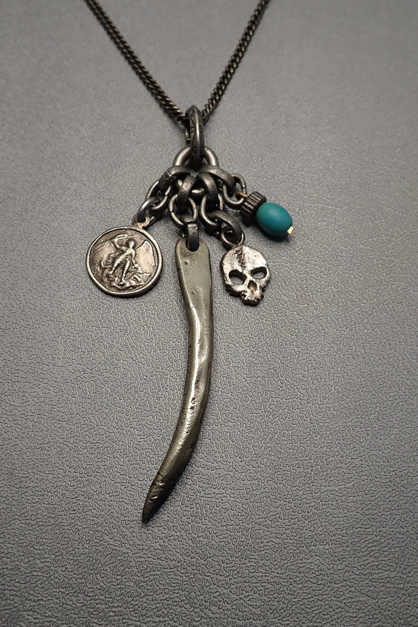 HORN- SKULL -TURQUOISE NECKLACE