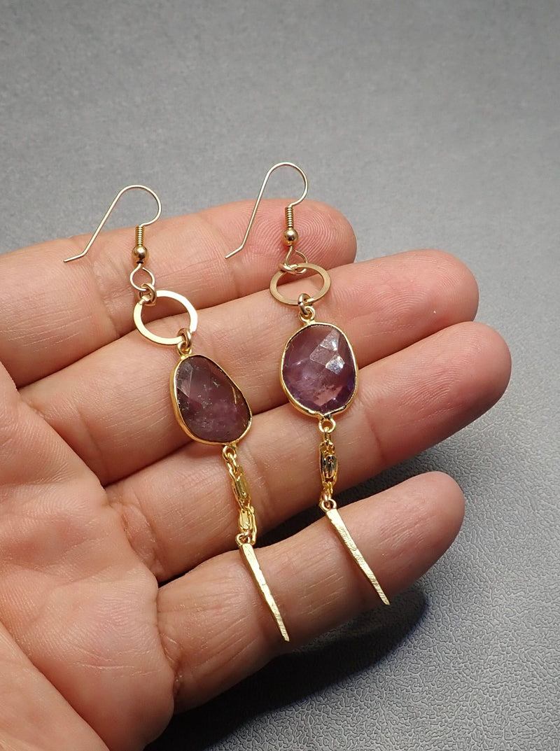 AMETHYST SPIKES EARRINGS