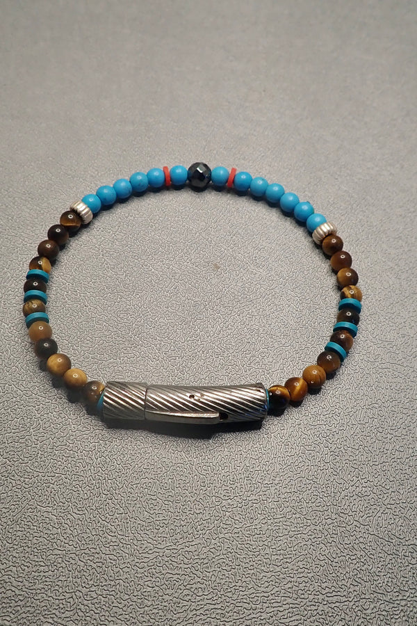 TURQUOISE/TIGER EYES BRACELET