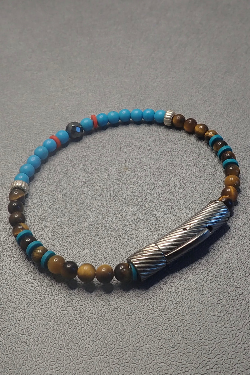 TURQUOISE/TIGER EYES BRACELET