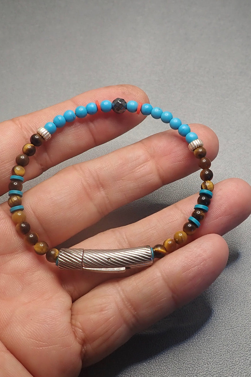 TURQUOISE/TIGER EYES BRACELET