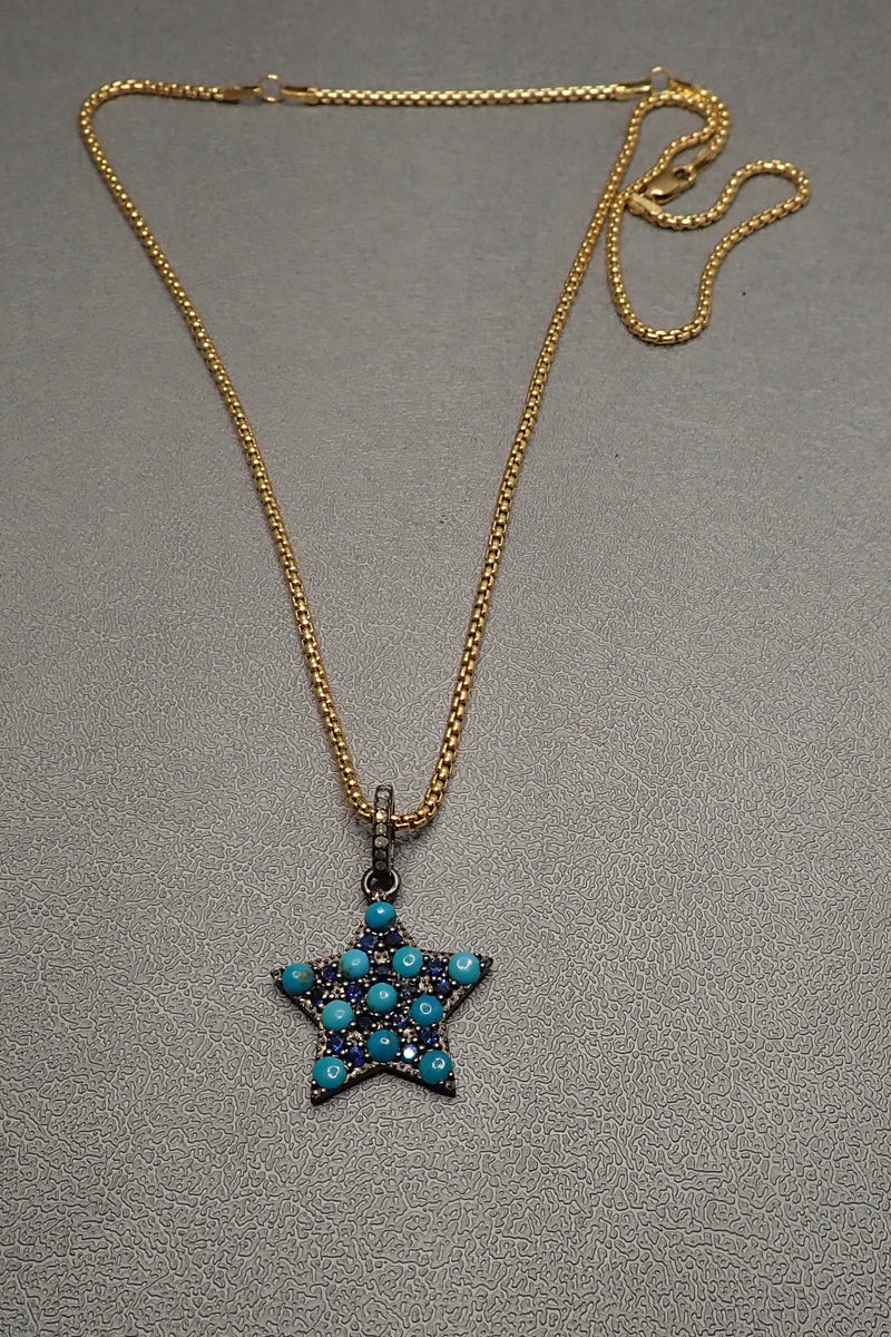TURQUOISE & SAPPHIRE STAR PENDANT