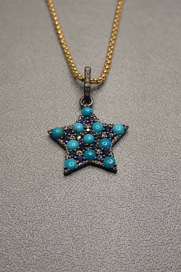 TURQUOISE & SAPPHIRE STAR PENDANT