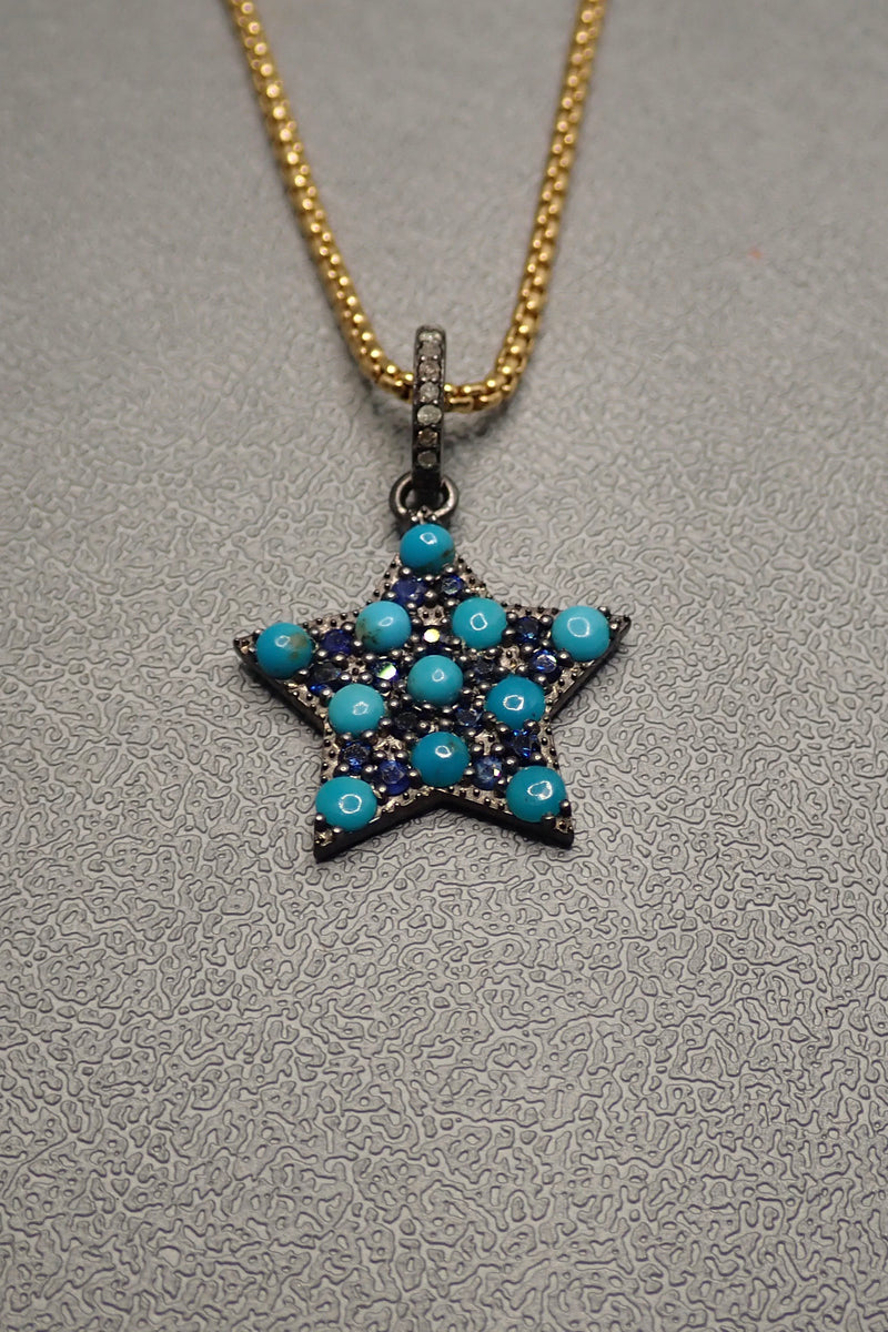 TURQUOISE & SAPPHIRE STAR PENDANT