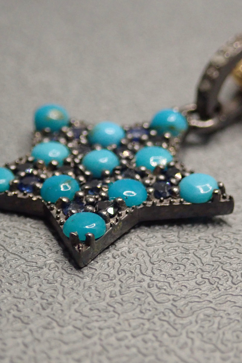 TURQUOISE & SAPPHIRE STAR PENDANT