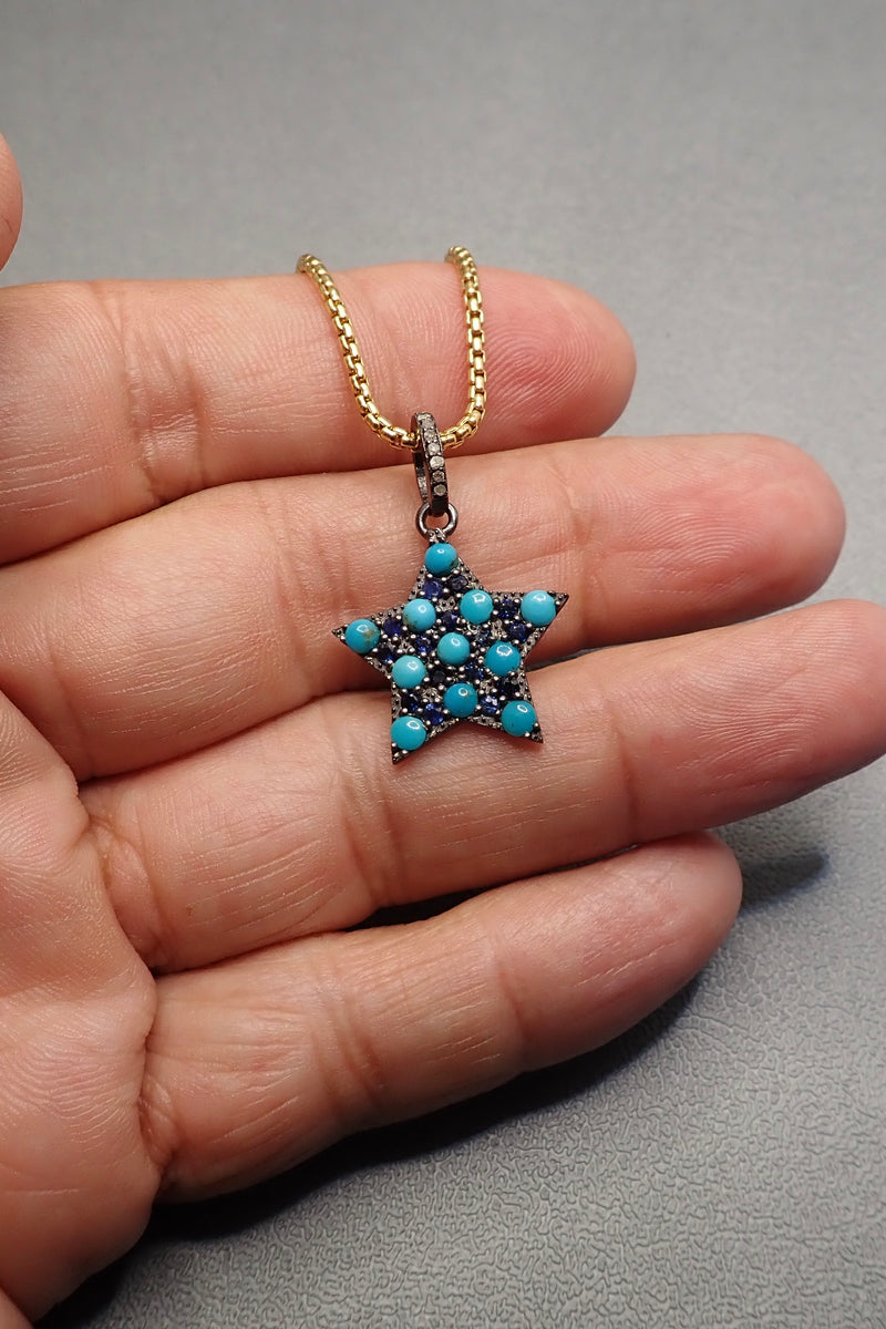 TURQUOISE & SAPPHIRE STAR PENDANT