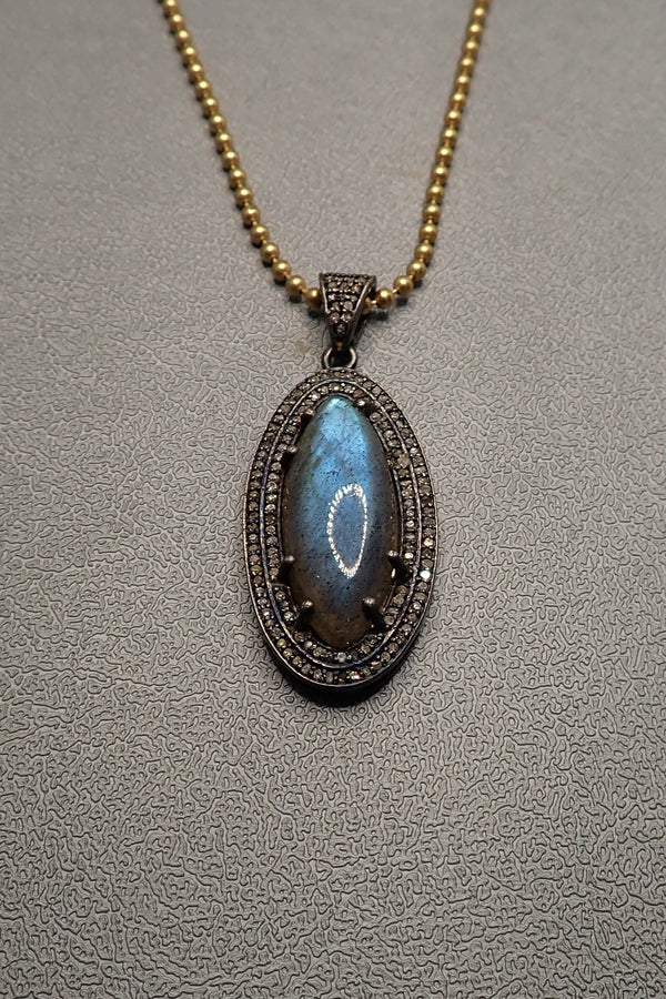 LABRADORITE DIAMONDS NECKLACE