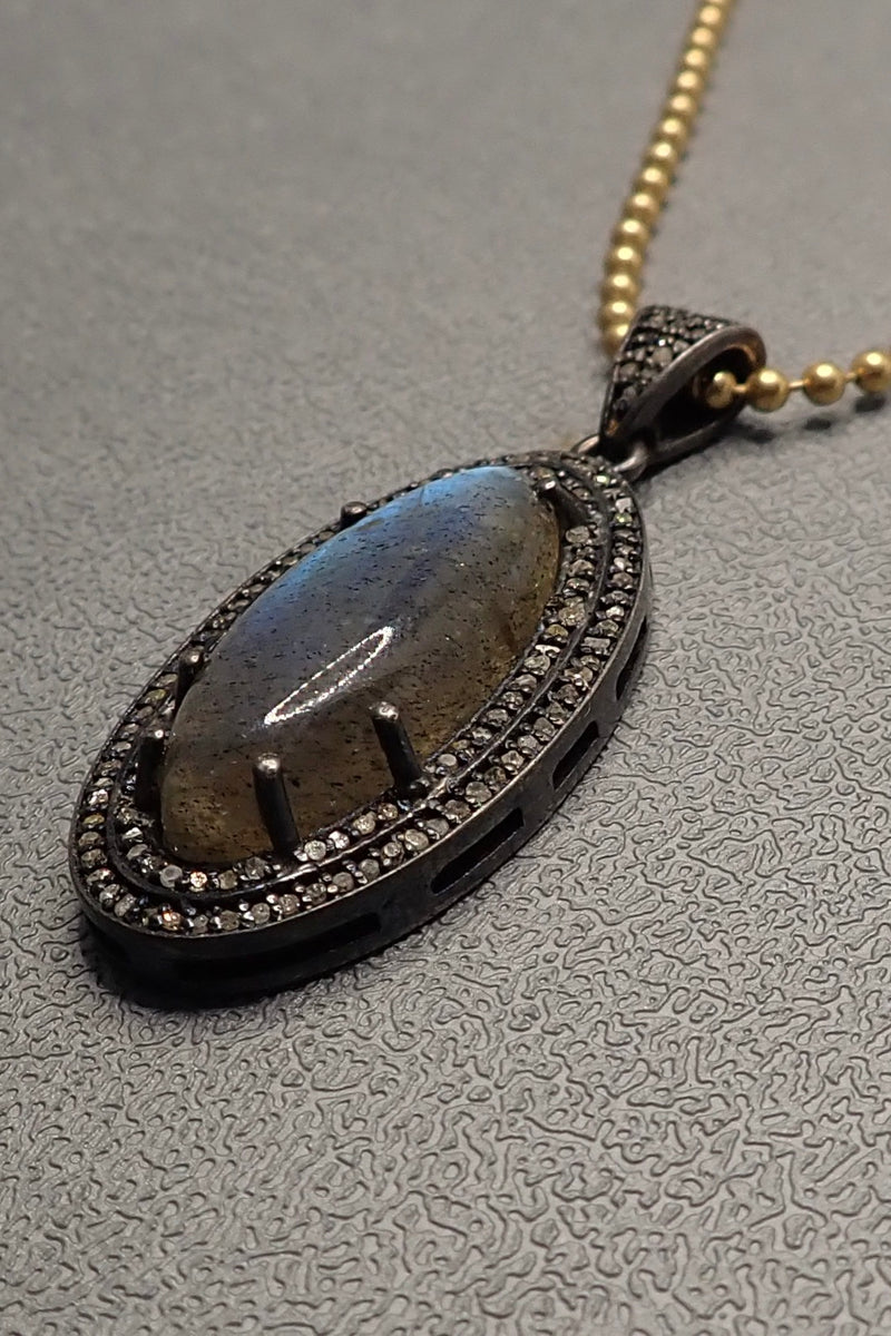 LABRADORITE DIAMONDS NECKLACE