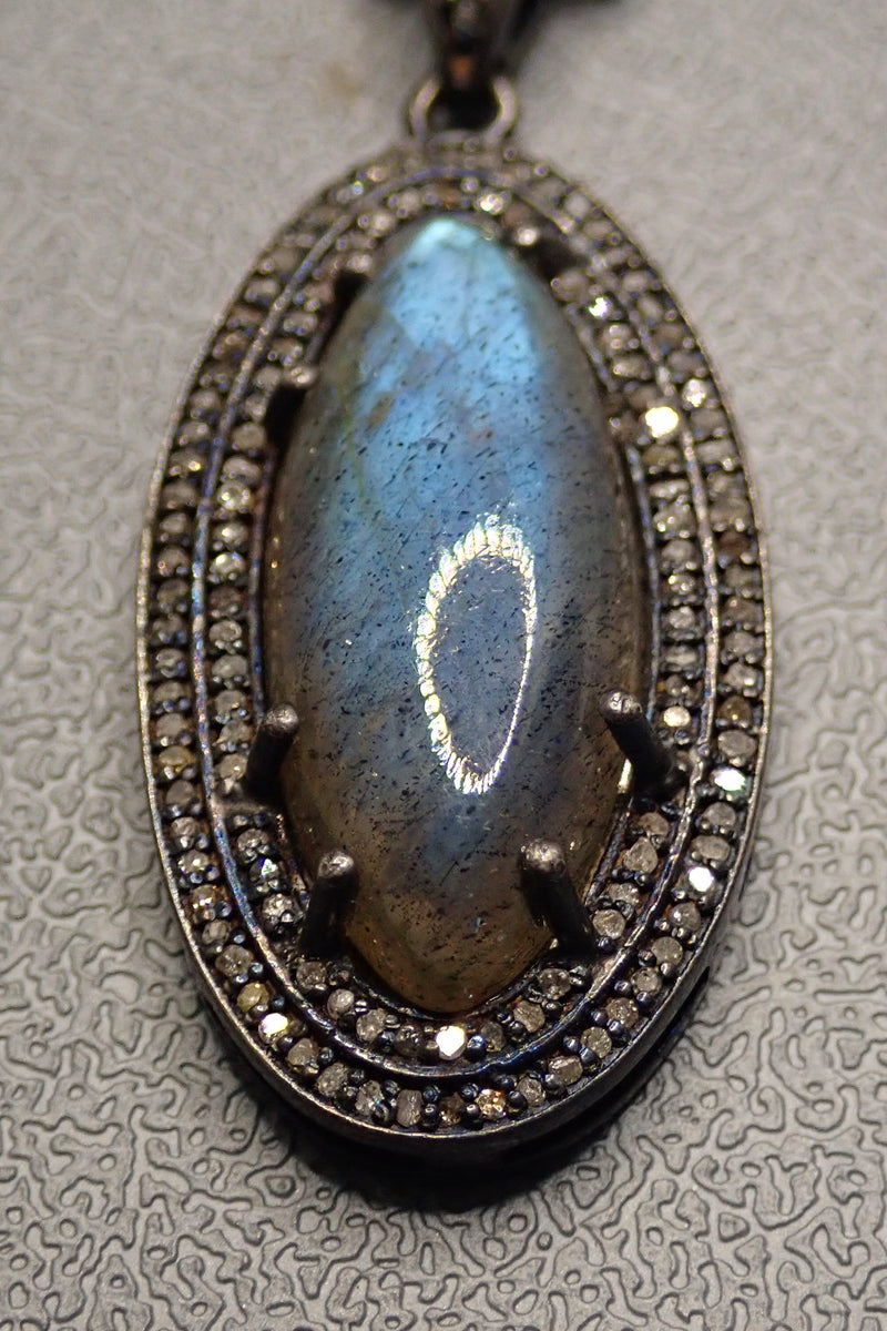 LABRADORITE DIAMONDS NECKLACE
