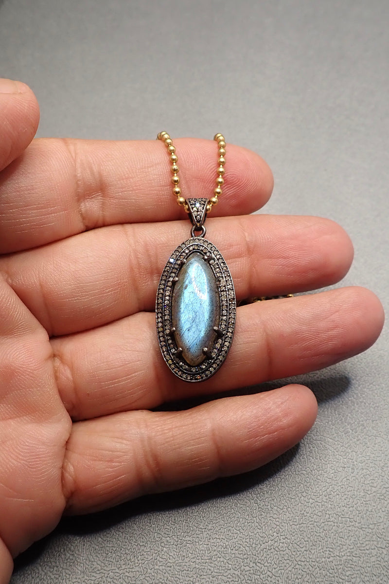 LABRADORITE DIAMONDS NECKLACE