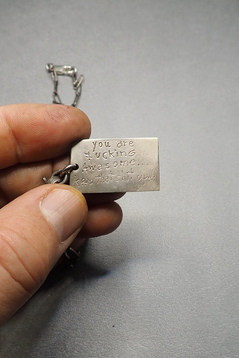 SILVER QUOTE DOG TAG NECKLACE