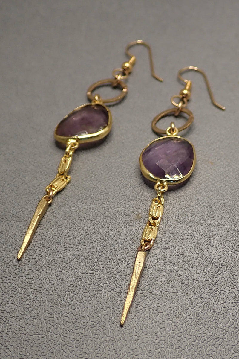 AMETHYST SPIKES EARRINGS