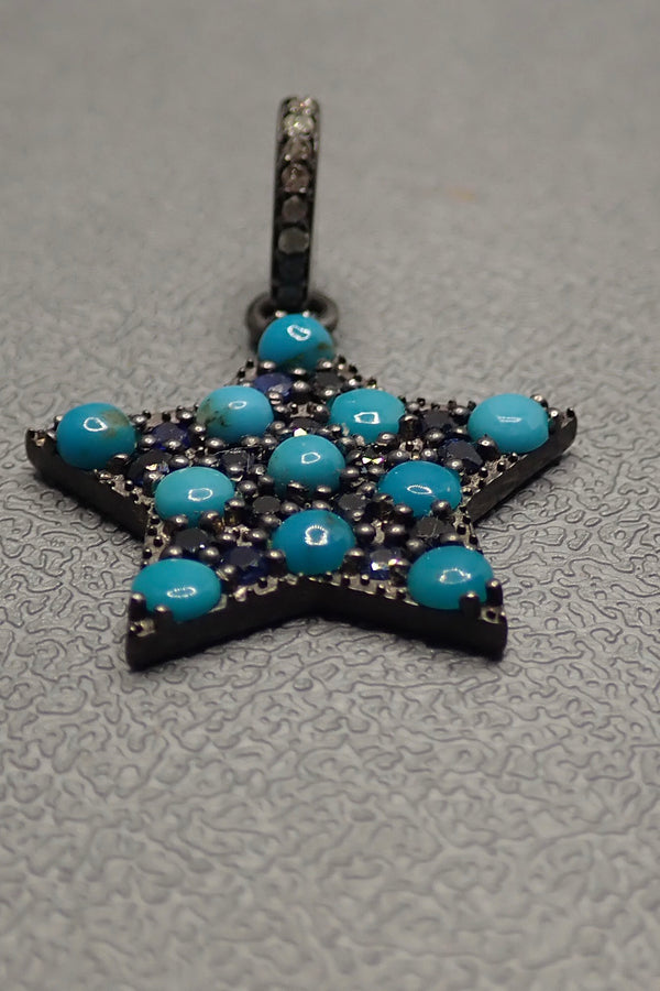 TURQUOISE & SAPPHIRE STAR PENDANT