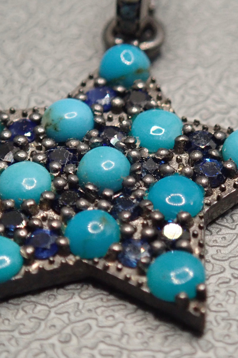 TURQUOISE & SAPPHIRE STAR PENDANT