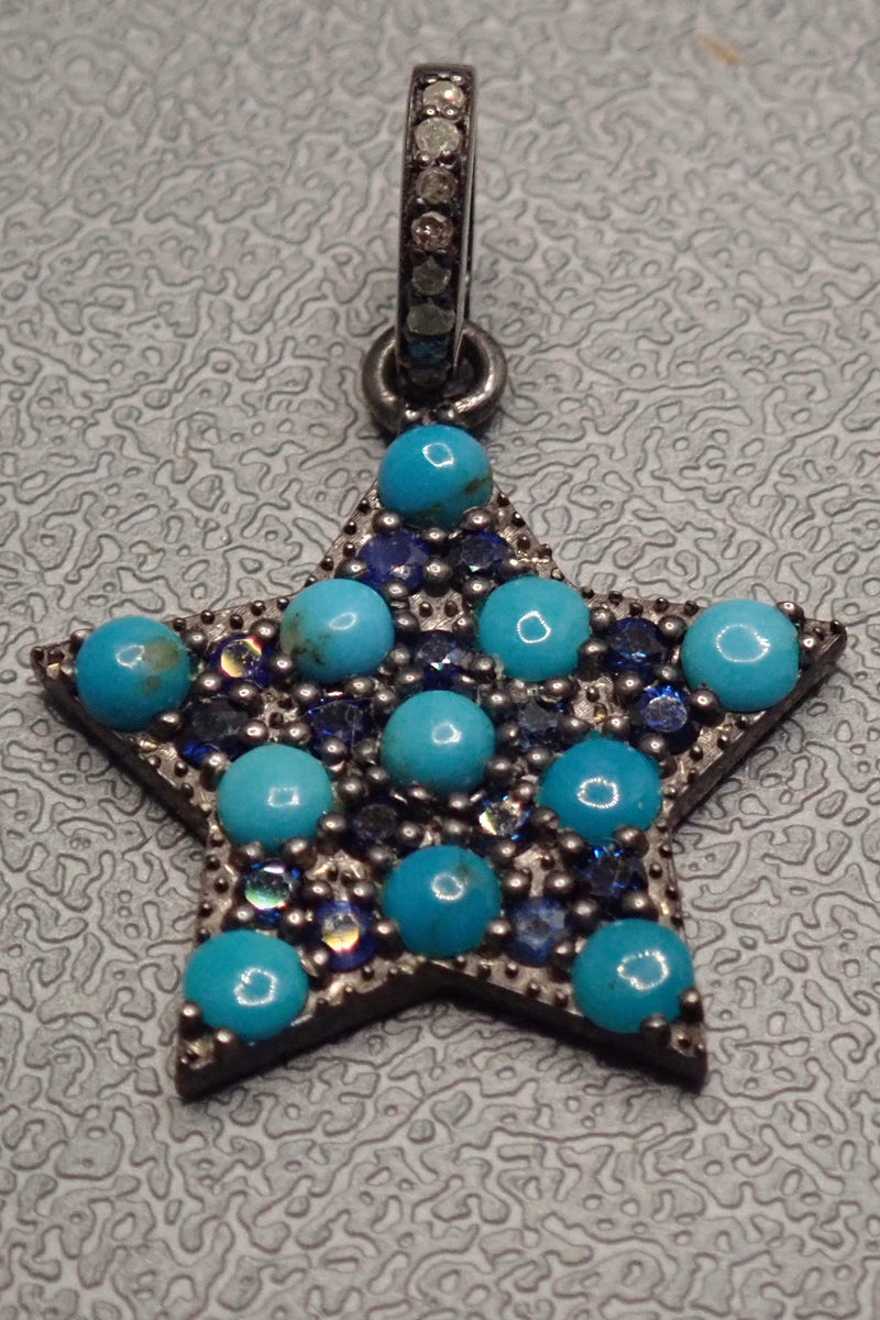 TURQUOISE & SAPPHIRE STAR PENDANT