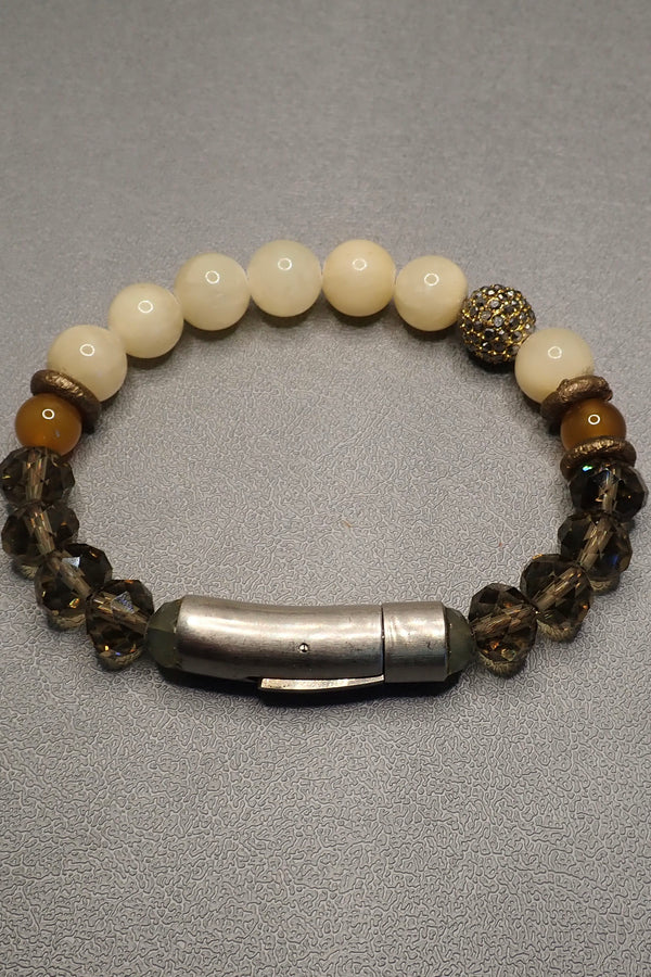 CREAM AGATES & CRYSTALS BRACELET
