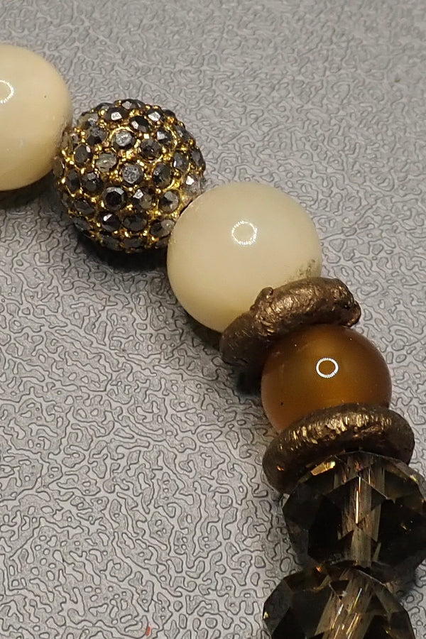 CREAM AGATES & CRYSTALS BRACELET