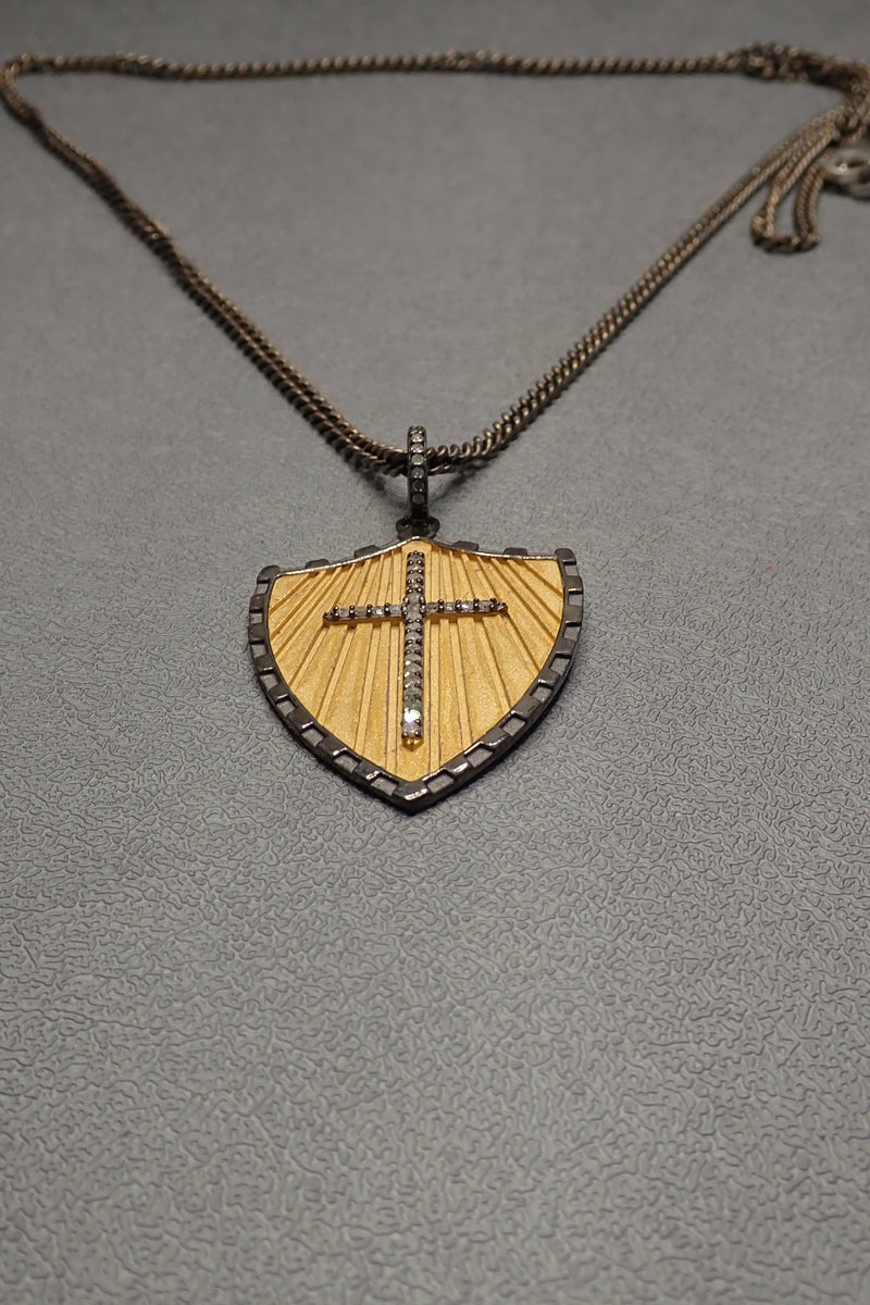 DIAMOND CROSS SHIELD NECKLACE