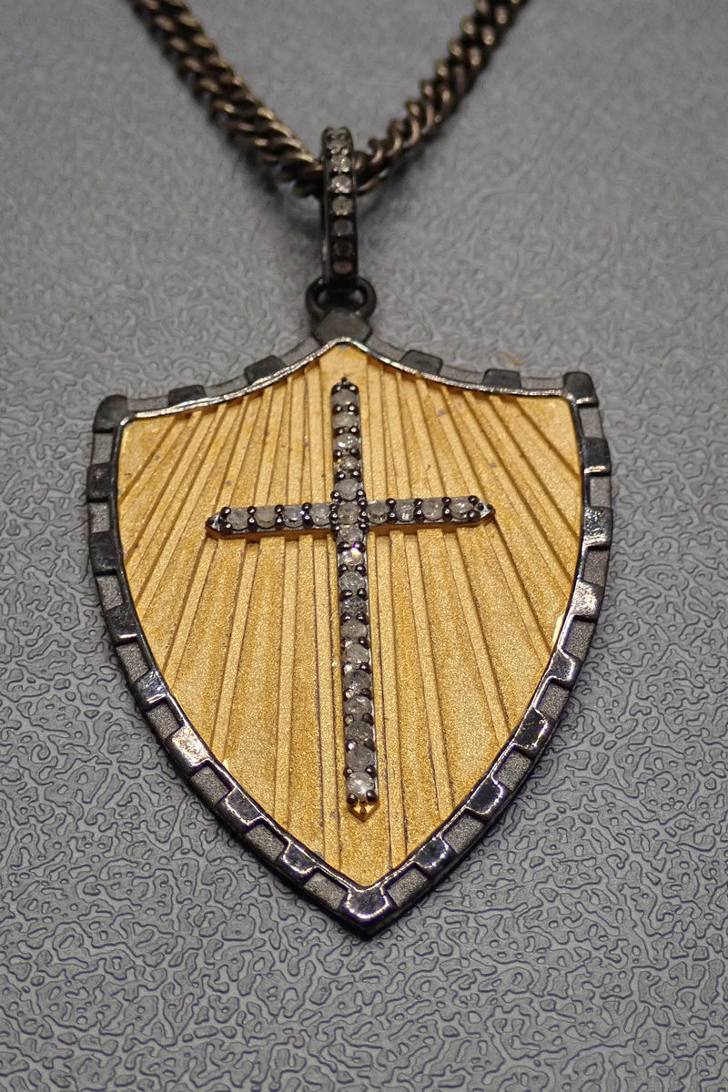 DIAMOND CROSS SHIELD NECKLACE