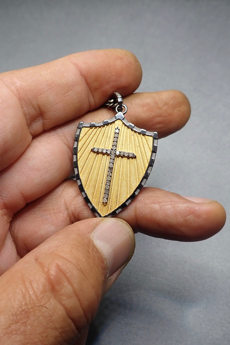 DIAMOND CROSS SHIELD NECKLACE