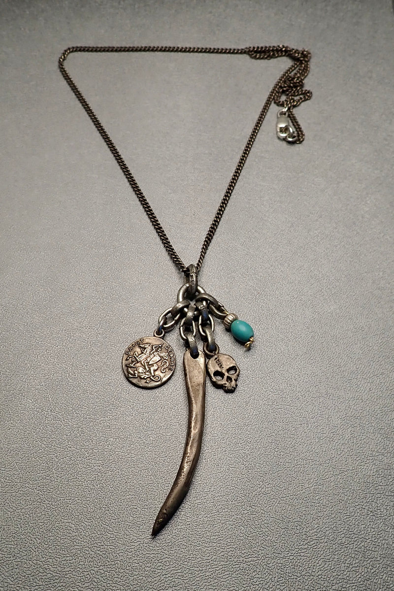 HORN- SKULL -TURQUOISE NECKLACE
