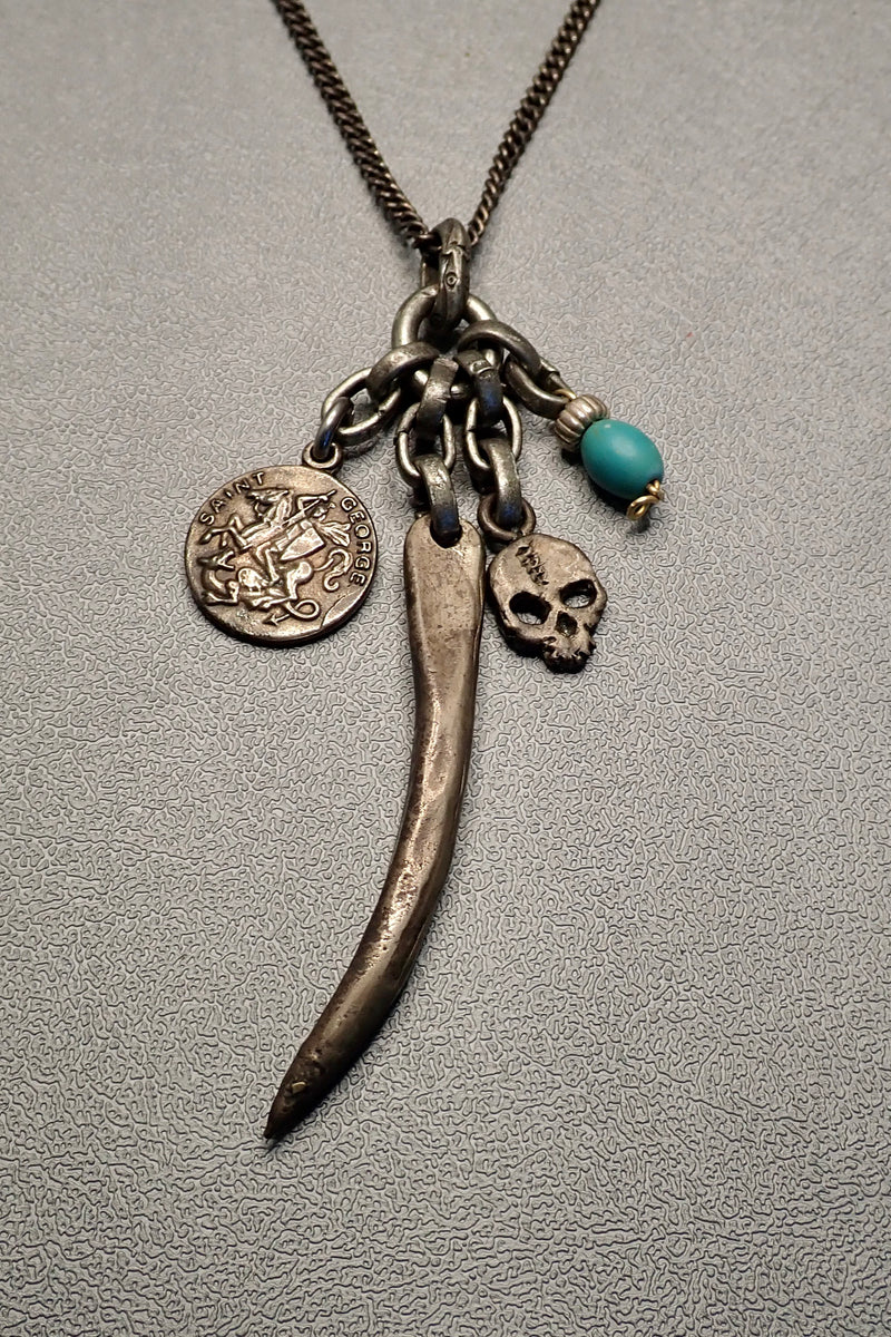 HORN- SKULL -TURQUOISE NECKLACE