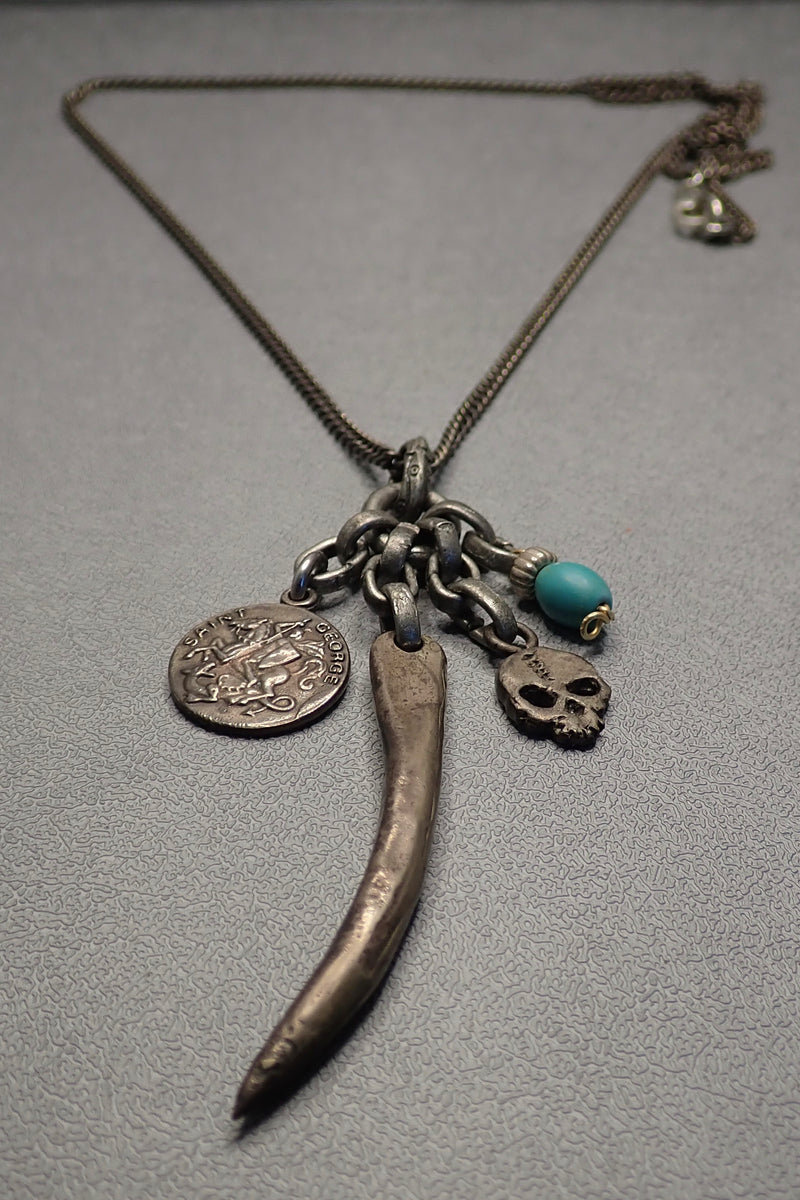 HORN- SKULL -TURQUOISE NECKLACE