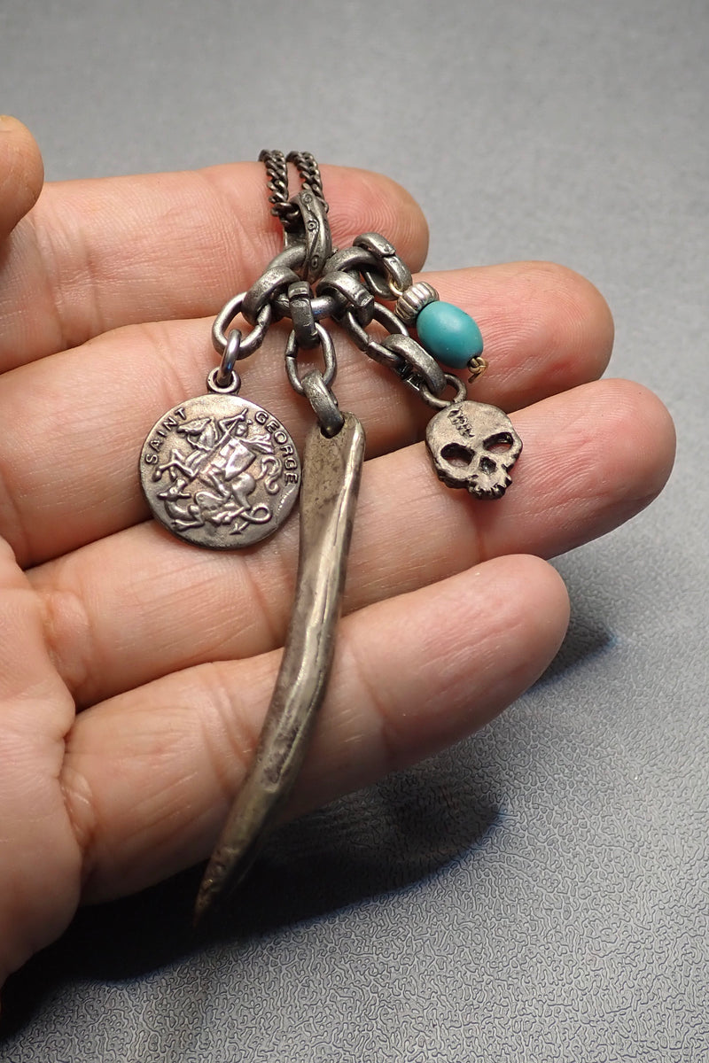 HORN- SKULL -TURQUOISE NECKLACE