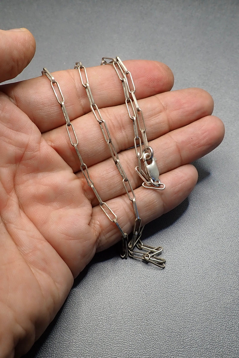 SILVER PAPER CLIP LINKS CHAIN