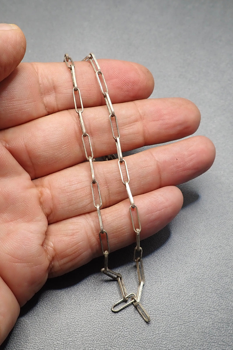 SILVER PAPER CLIP LINKS CHAIN