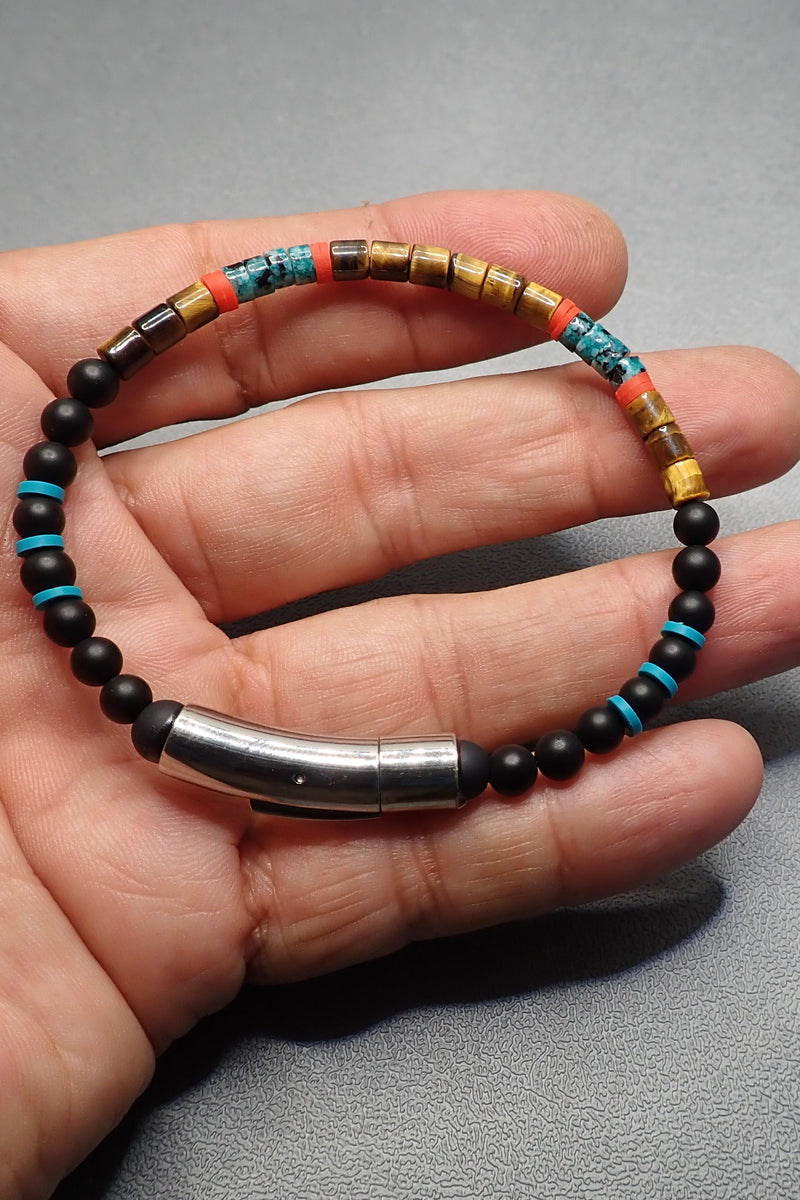 TURQUOISE/TIGER EYES BRACELET