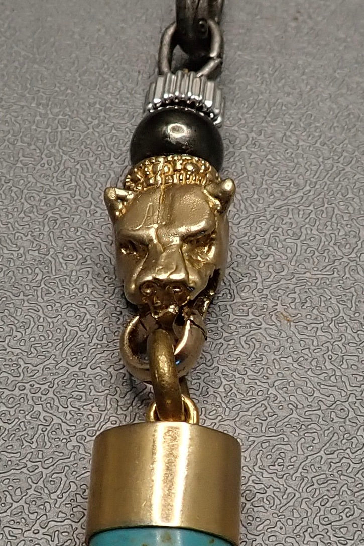 LION HEAD TURQUOISE TOOTH PENDANT