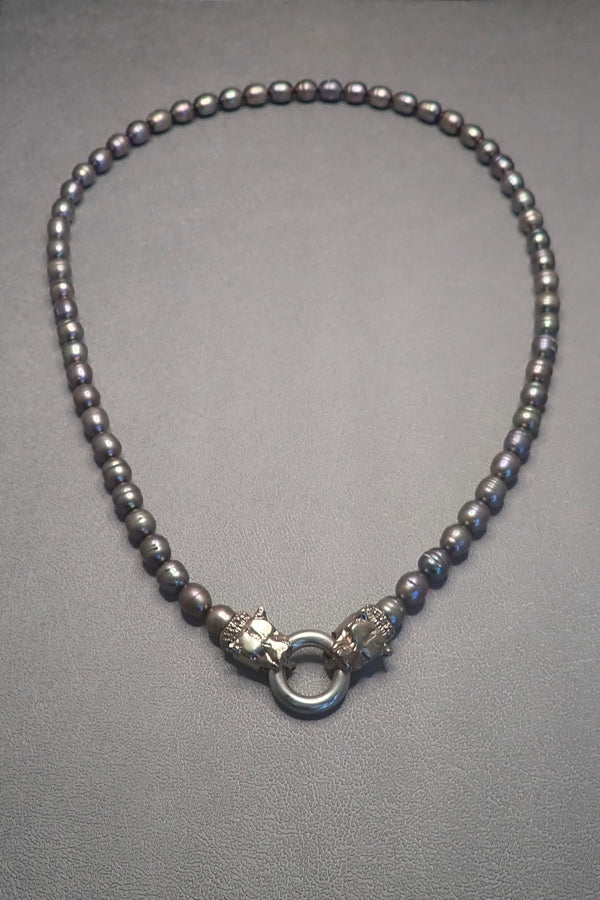 BLACK PEARLS BEADED SHORT NECKLACE