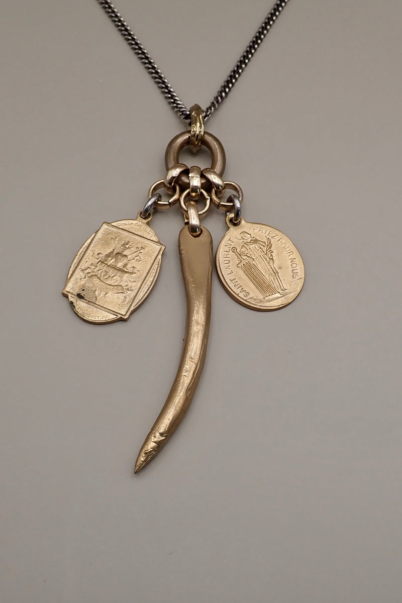 HORN & MEDALS NECKLACE