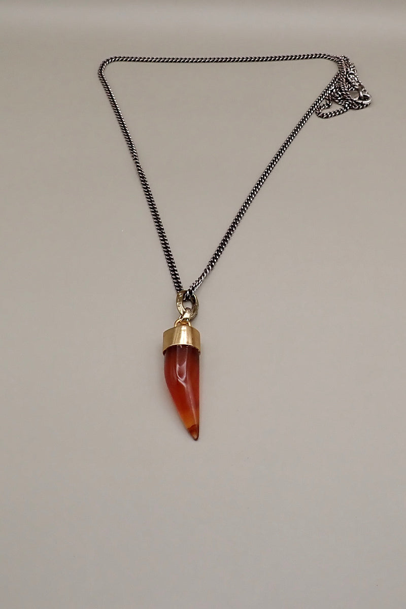 CARNELLIAN HORN  NECKLACE