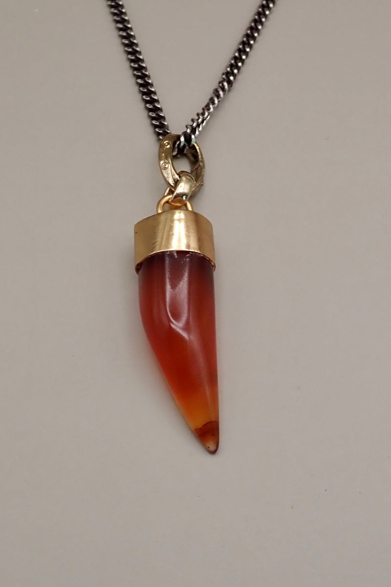 CARNELLIAN HORN  NECKLACE