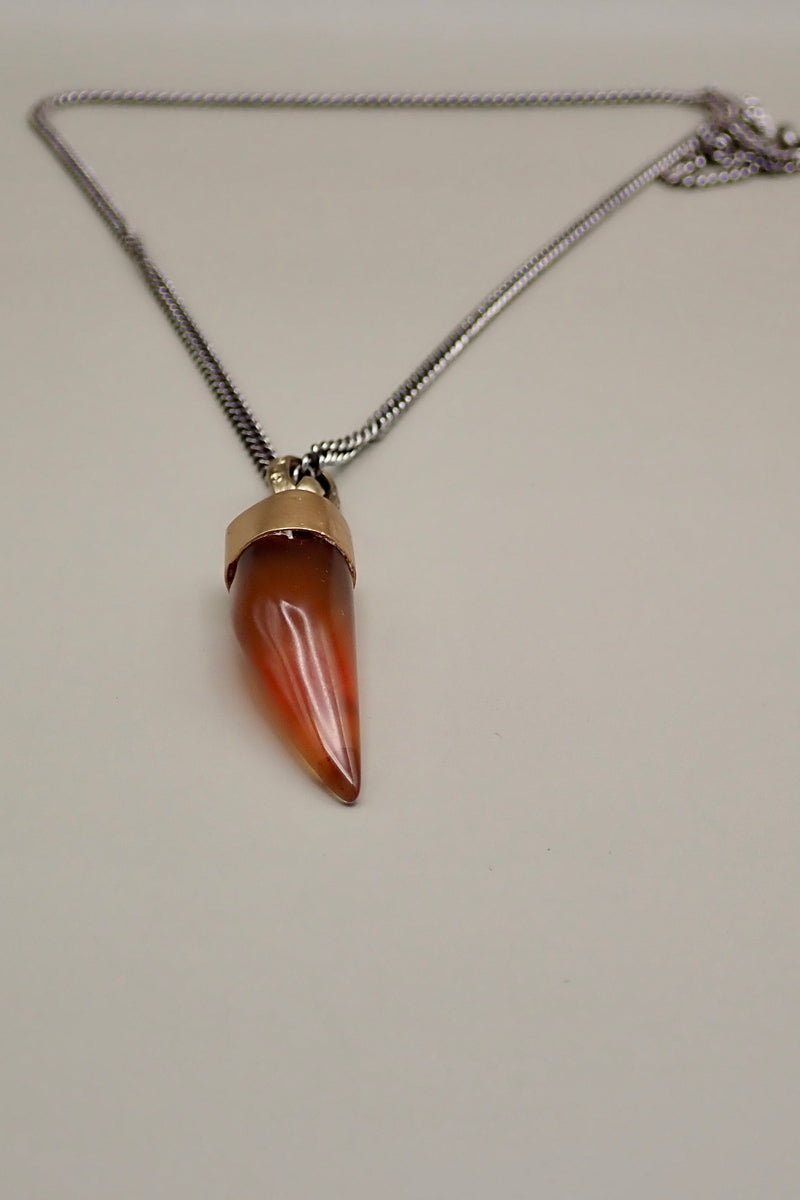 CARNELLIAN HORN  NECKLACE