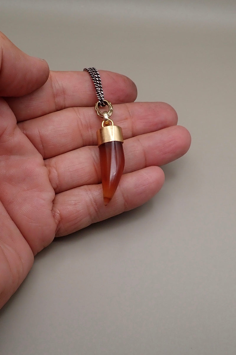 CARNELLIAN HORN  NECKLACE