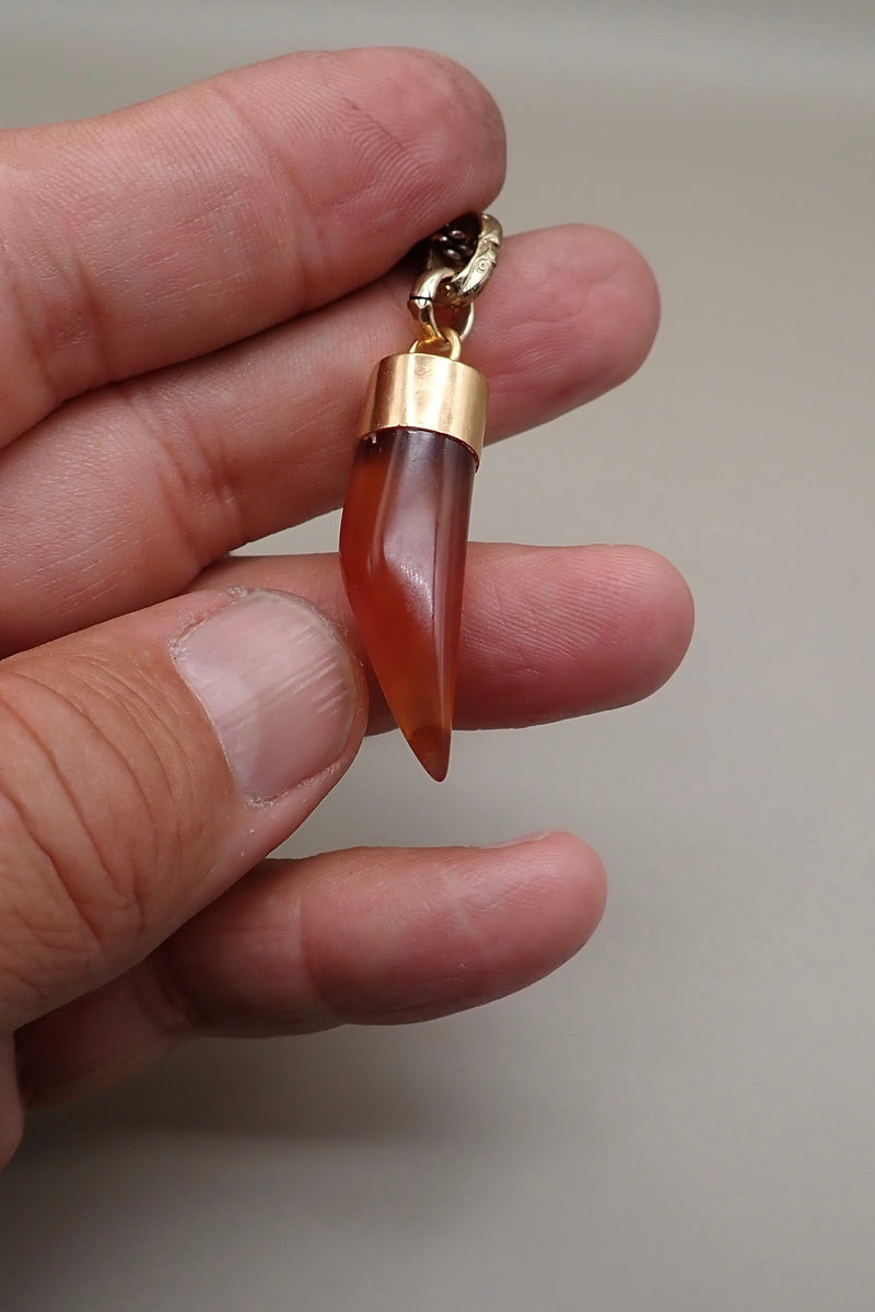 CARNELLIAN HORN  NECKLACE
