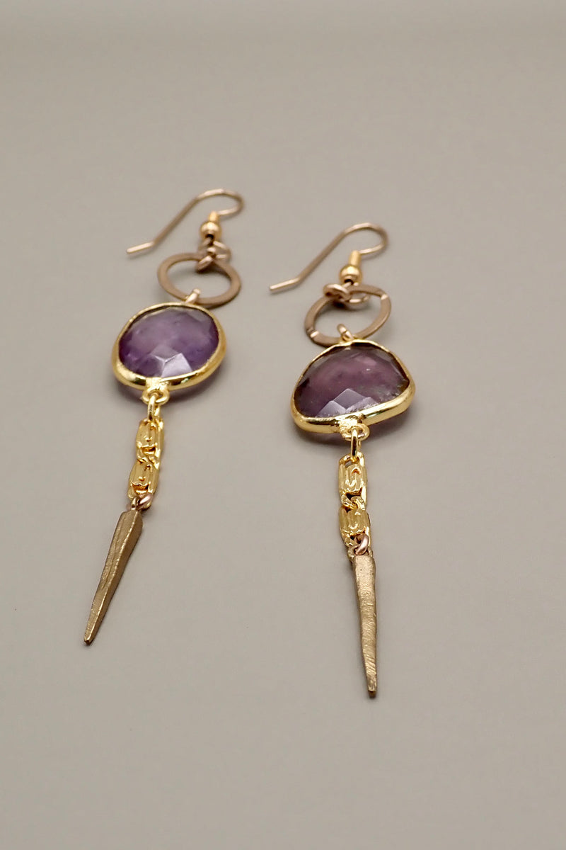AMETHYST SPIKES EARRINGS