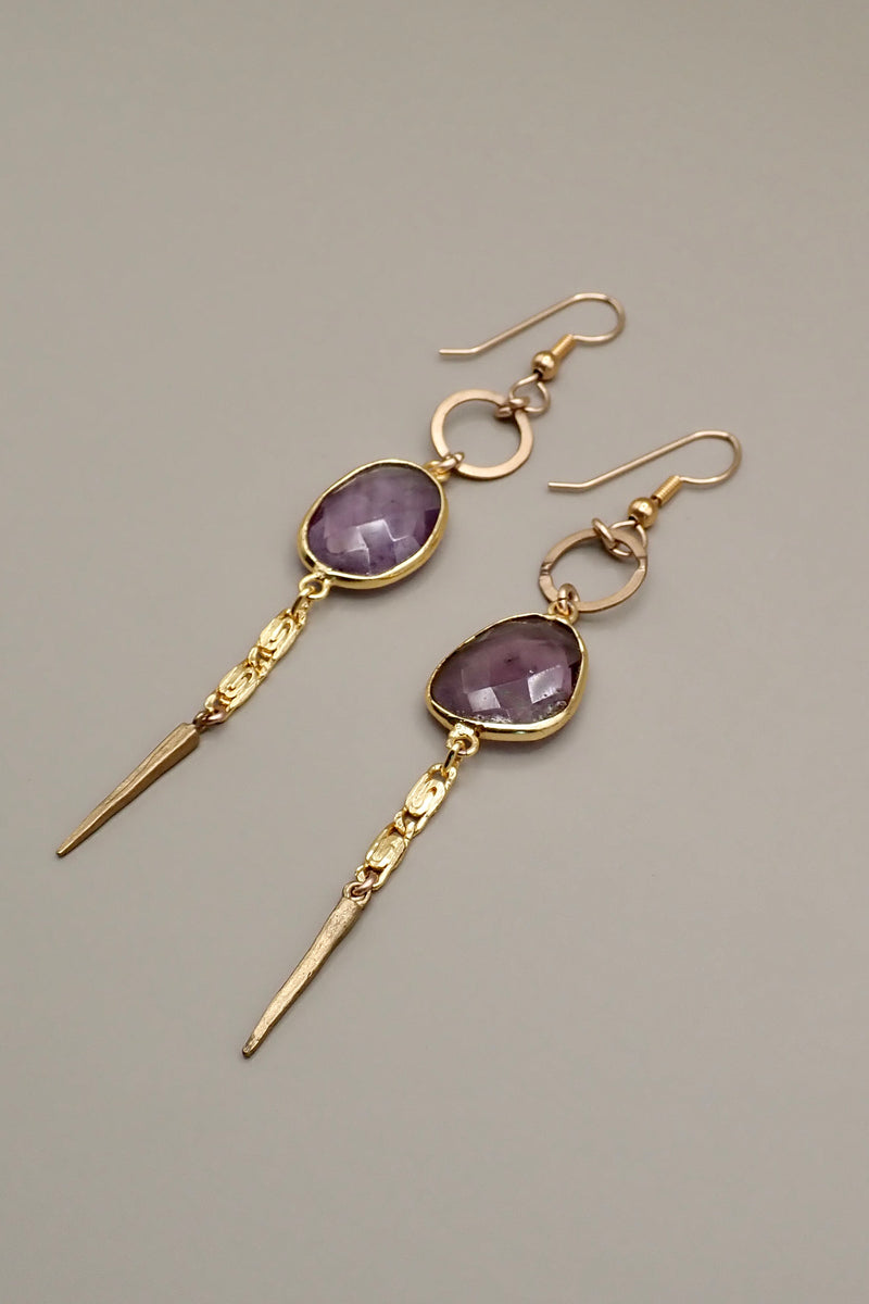 AMETHYST SPIKES EARRINGS