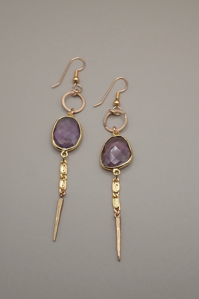 AMETHYST SPIKES EARRINGS