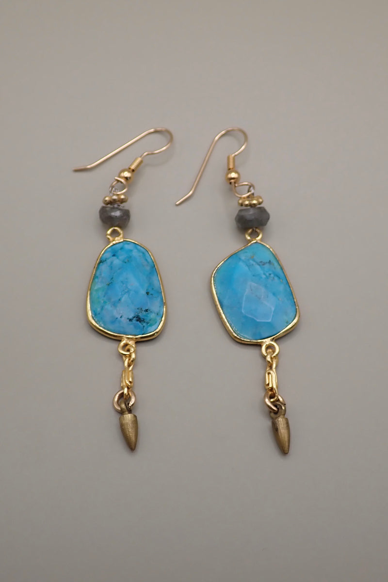 TURQUOISE SPIKES EARRINGS