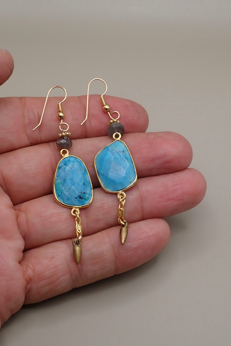 TURQUOISE SPIKES EARRINGS