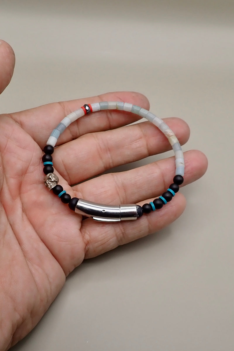 AMAZONITE & BLACK ONYX  BRACELET