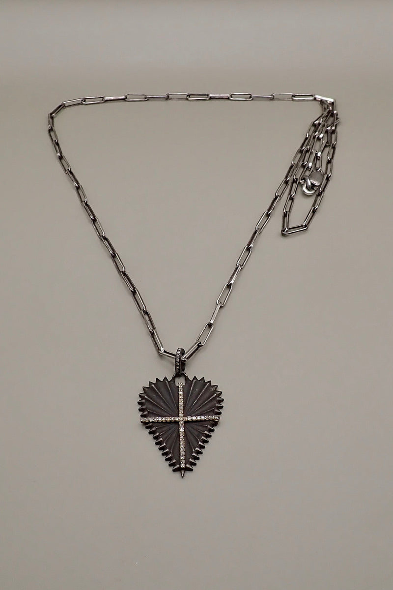 DIAMOND CROSS SHIELD NECKLACE