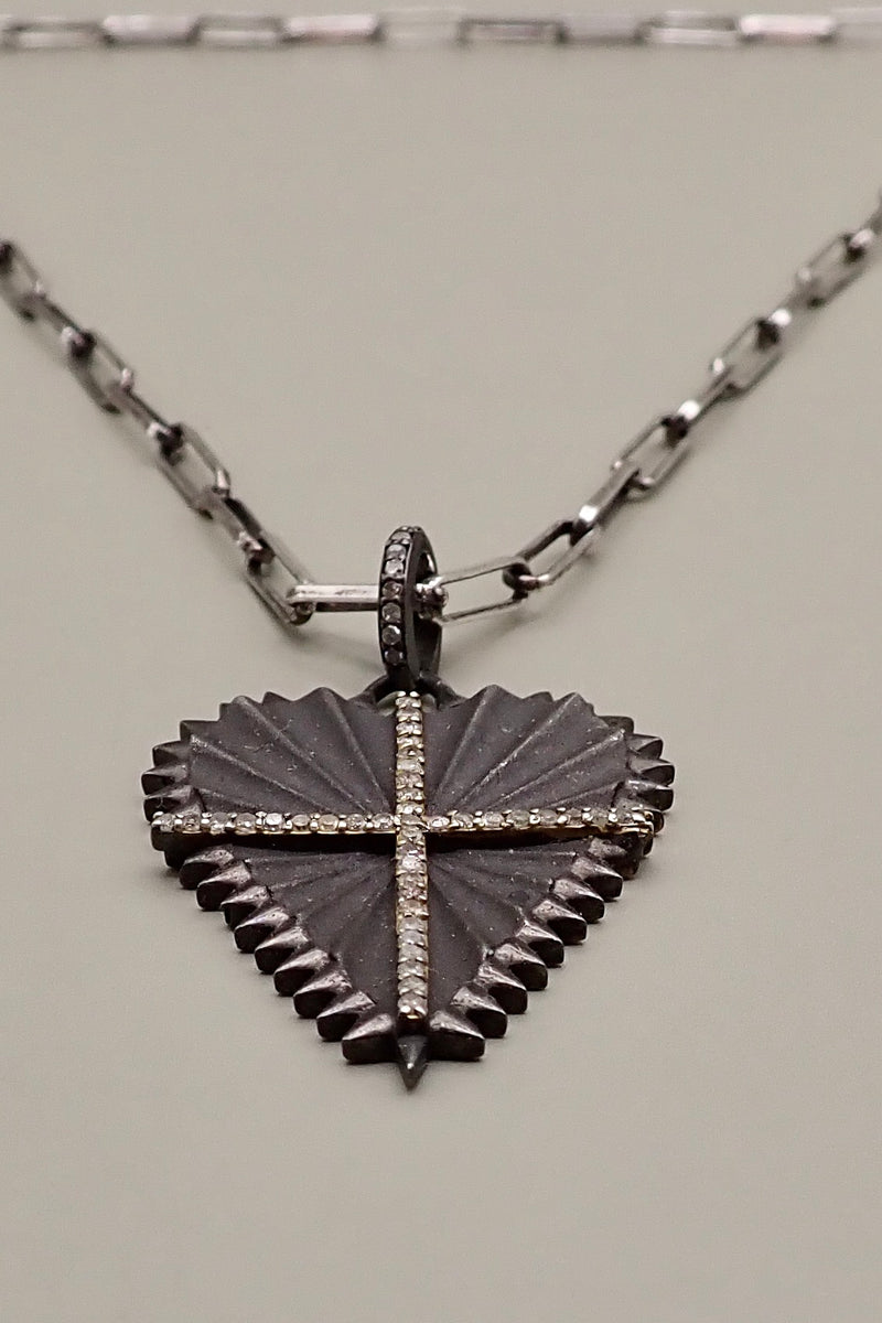 DIAMOND CROSS SHIELD NECKLACE