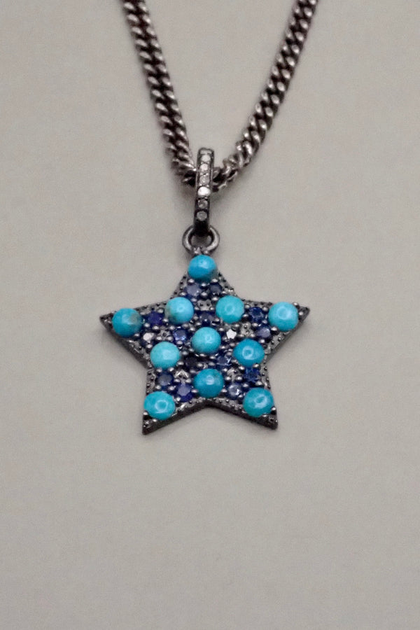 TURQUOISE & SAPPHIRE STAR PENDANT