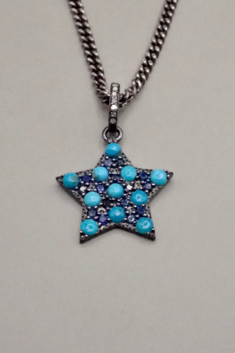 TURQUOISE & SAPPHIRE STAR PENDANT
